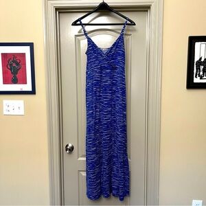 Blue and White Maxi Dress Extra Long
